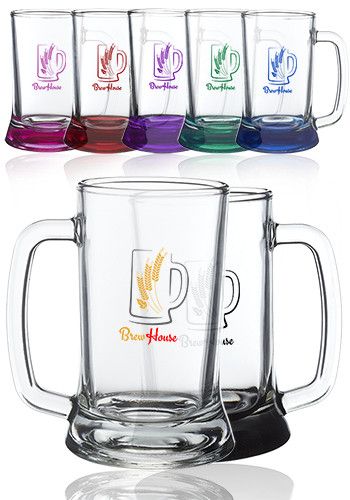 The Bruselas 16 oz. Clear Beer Tankards Glass - Screenprinted